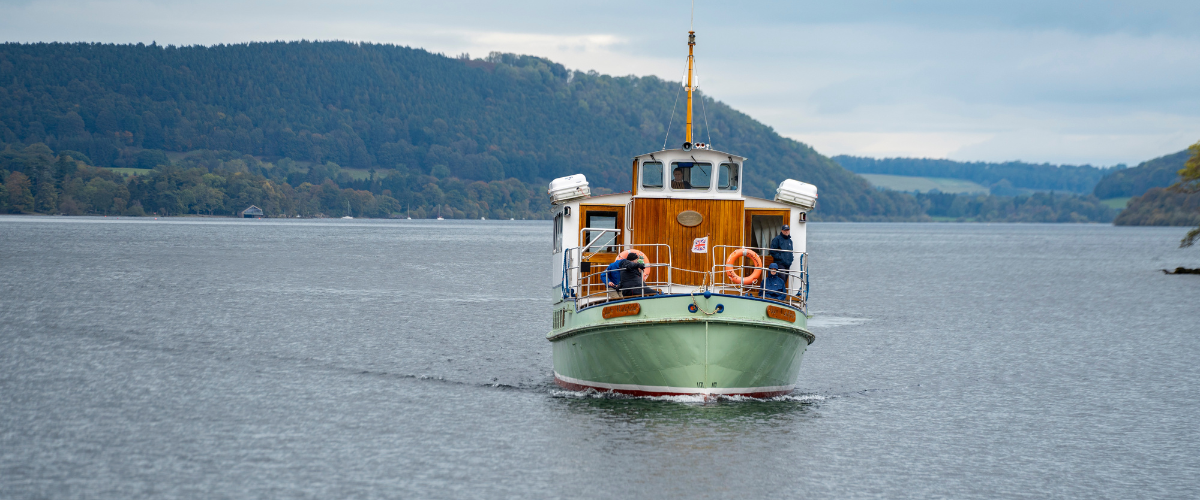 Ullswater 'Steamers' boat on Ullswater in the Lake District, Cumbria